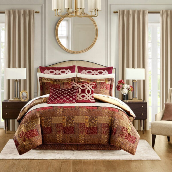 Croscill Classics Galleria 4 Piece Red Comforter Set in Red, Cal King CCL10-0012 - Image 6